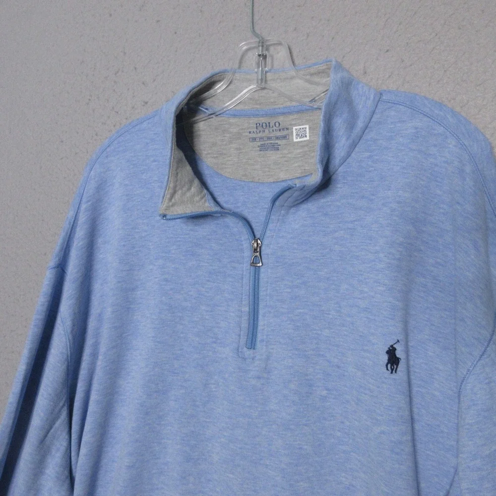 Polo Ralph Lauren Pullover 2XB‎ Blue Quarter Zip Preppy Academia Timeless Layer